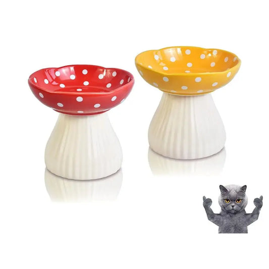 XMSJ Elevated Ceramic Cat Bowl Whisker Fatigue Relief