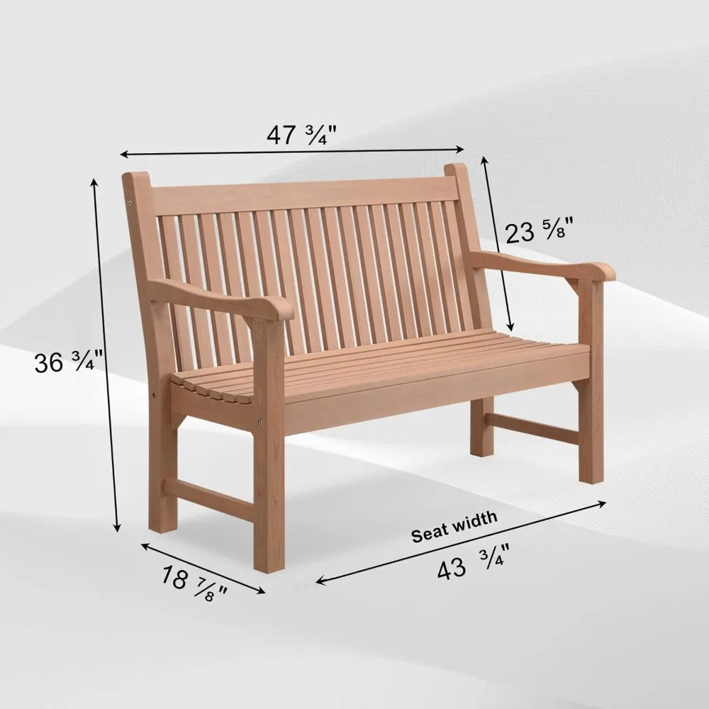 Outdoor 2-Person Bench Weatherproof Poly Lumber Seating