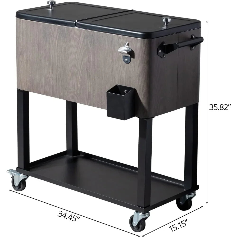 JIYU Rolling Ice Chest On Wheels Outdoor Patio Cooler by S And B Enterprise