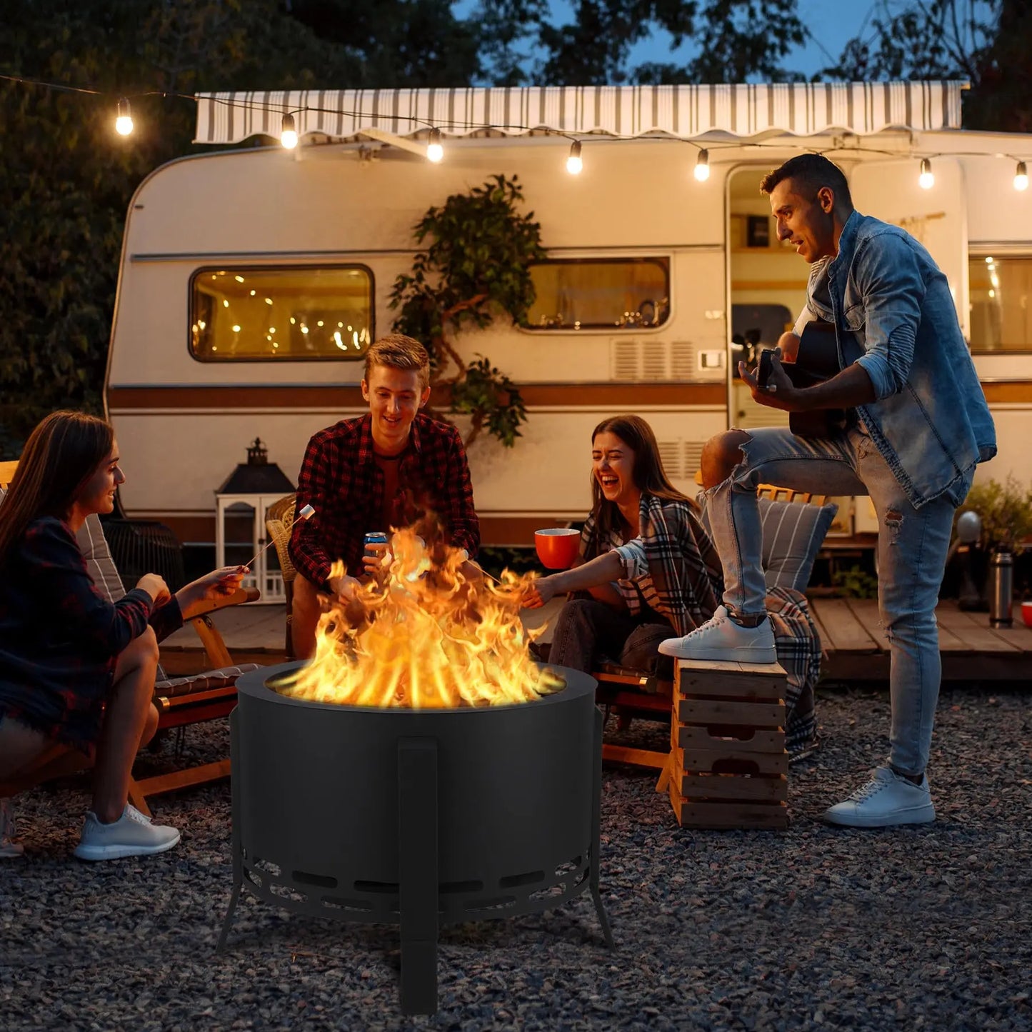 HiMISS Portable Smokeless Fire Pit With Poker