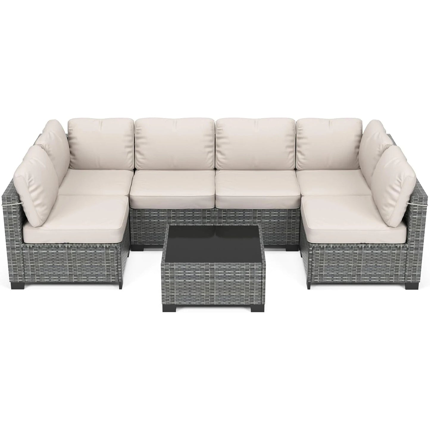 HobbyLane 7 Piece Modular Outdoor Furniture Set PE Rattan Wicker Garden