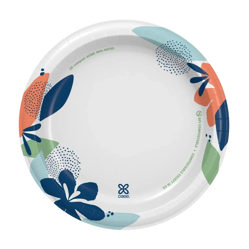 Disposable Paper Plates Compostable Microwave Safe Leak Resistant Party Picnic
