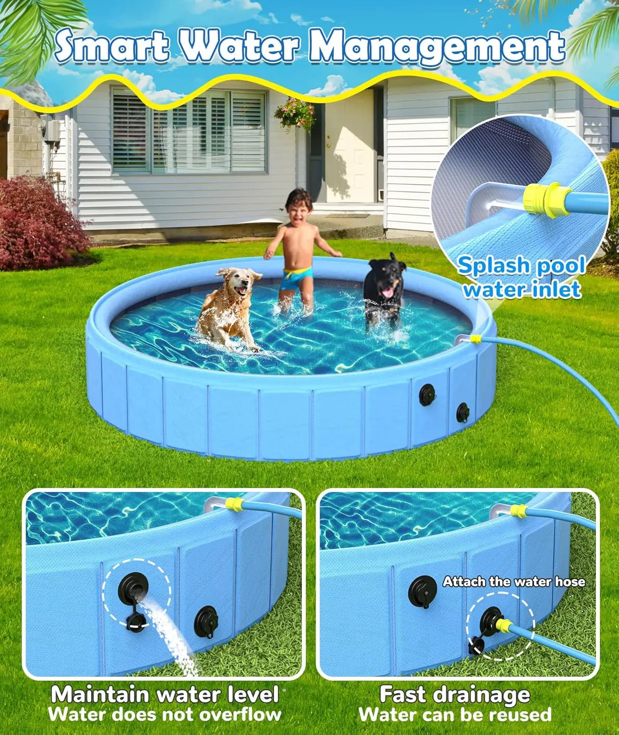 2-In-1 Foldable Dog Pool And Sprinkler Portable Water Toy