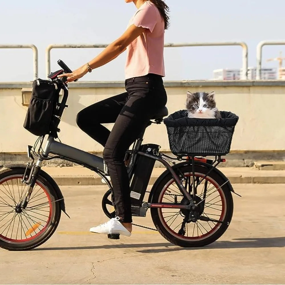 Rear Bike Basket With Easy Install Spider Webbing And Waterproof Tarp Cover by S And B Enterprise