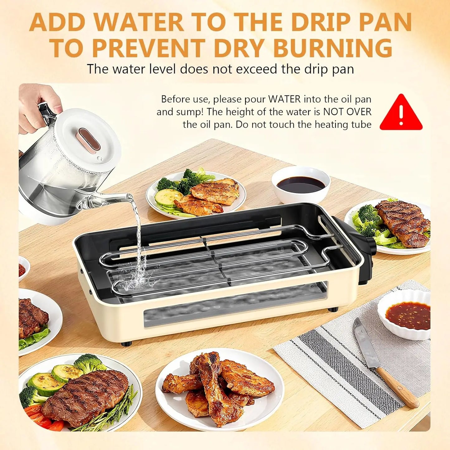 Smokeless Indoor Electric Grill With Removable Plates And Adjustable Temperature