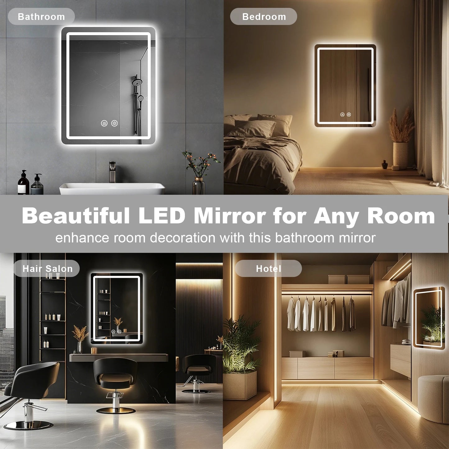 MYGIIVOVO LED Backlit Fogless Wall Mounted Vanity Mirror Demister
