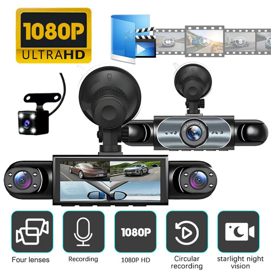 4 Channel Dash Cam 360° 1080P Car Video Recorder Black Box with Night Vision Parking Monitor G-Sensor Loop Recording Auto Parts by S And B Enterprise