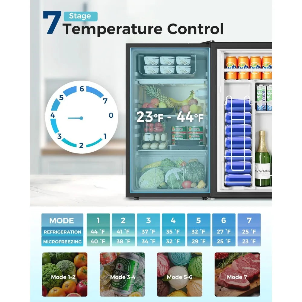 Single-door mini fridge, black exterior with adjustable thermostat, 3.2 cu ft by S And B Enterprise