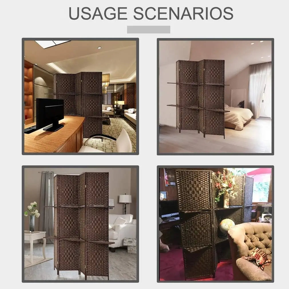 Room Divider 4 Panel Room Screen Divider Wooden Screen Folding Portable Partition Screens Wood with Removable Storage Sh by S And B Enterprise