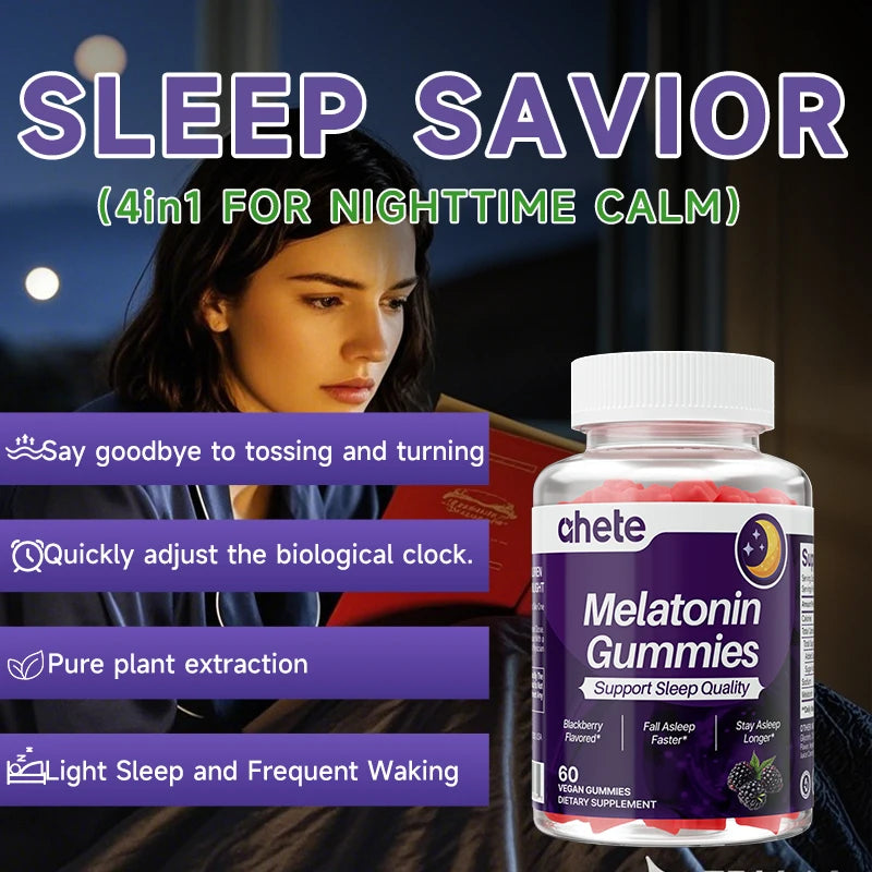 Ahete Melatonin Gummies - Sleep Support Gummies, Relaxation, Berry Flavor Formula, 1 Per Day, Non-Habit Forming,