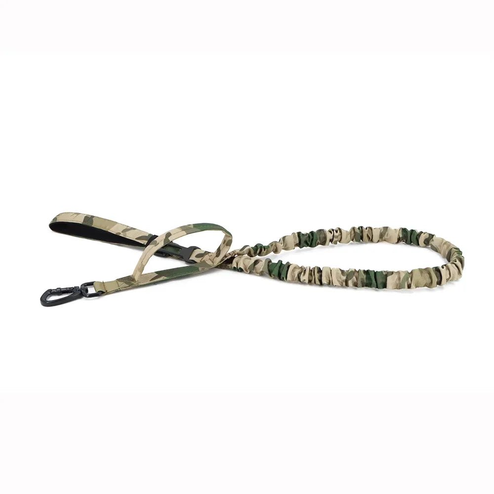 Military dog leash by S And B Enterprise, camo elastic rope with two handles
