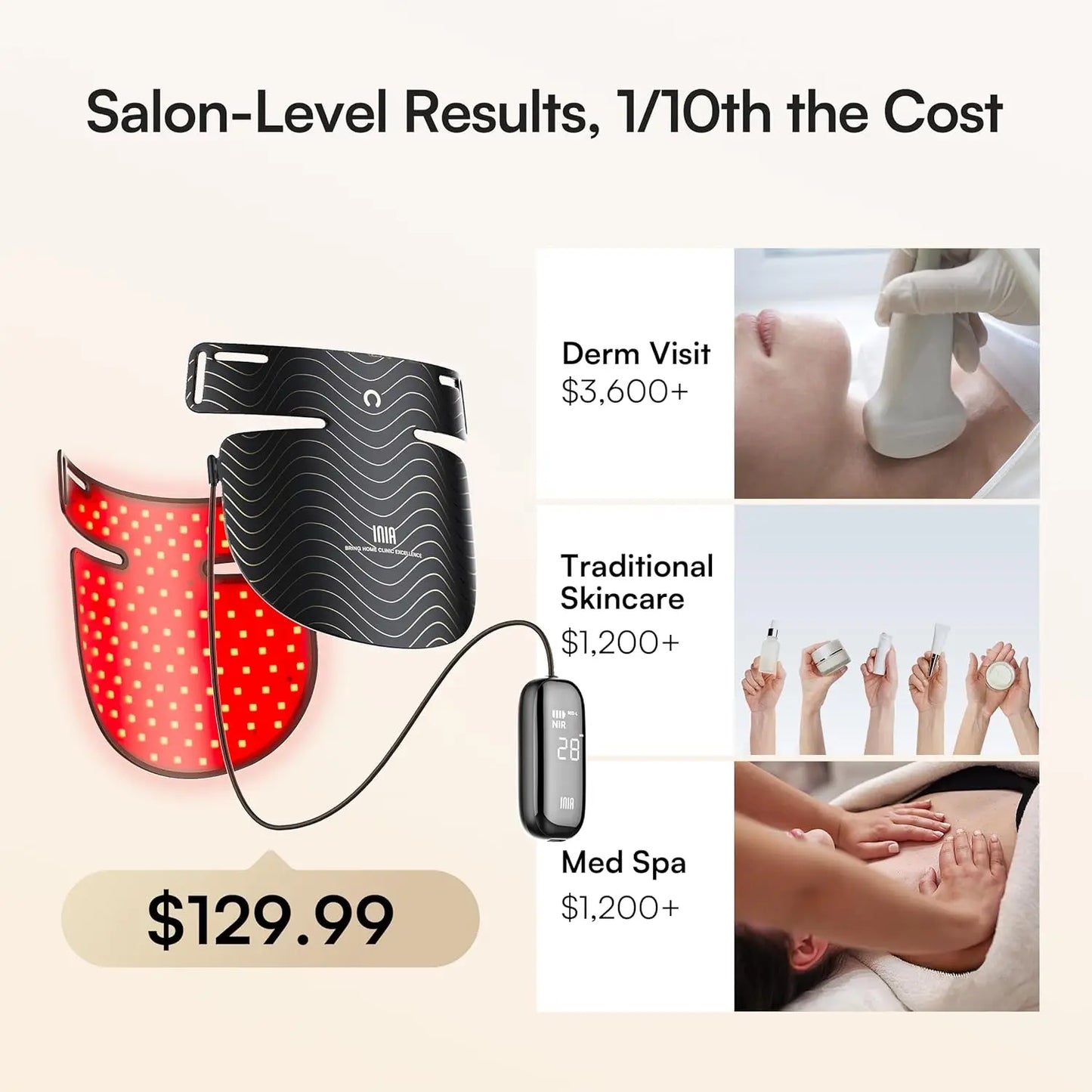 Red Light Therapy Mask Neck Decollete 850nm NIR Anti Aging Three Light Modes by S And B Enterprise