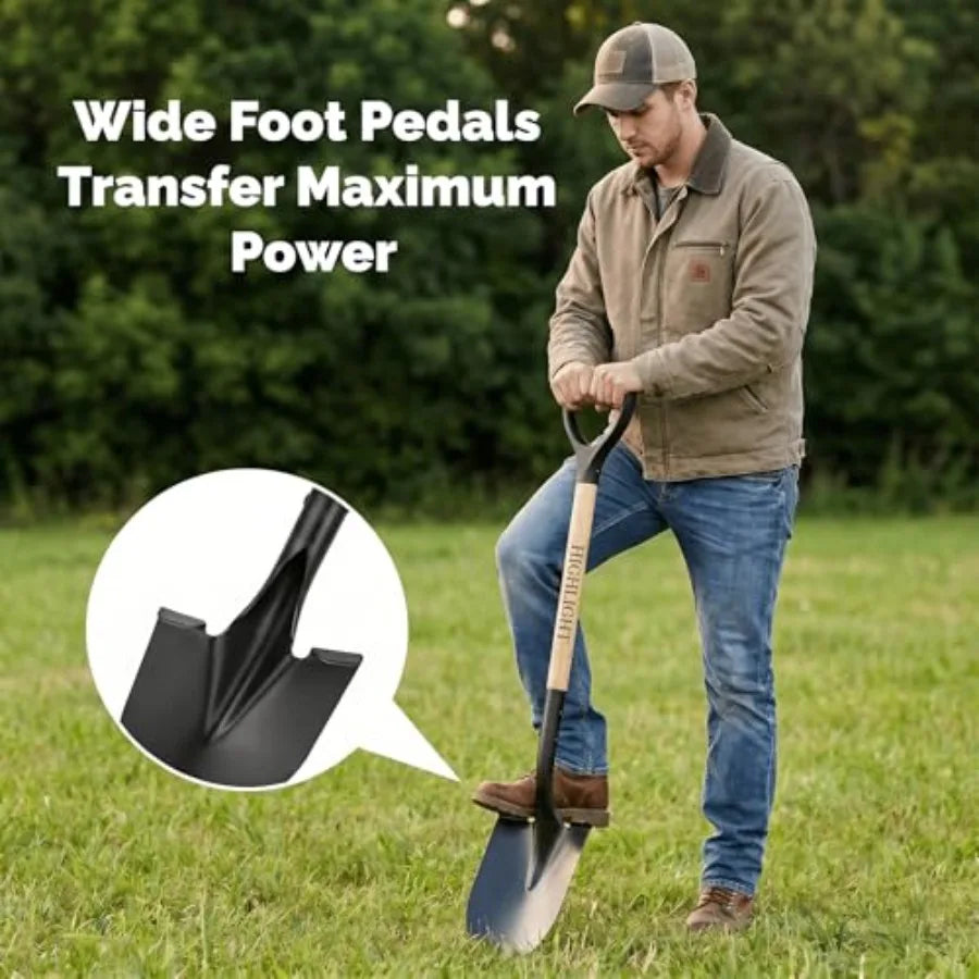 Heavy duty garden shovel with 41-inch round-point steel blade and D-handle by S And B Enterprise