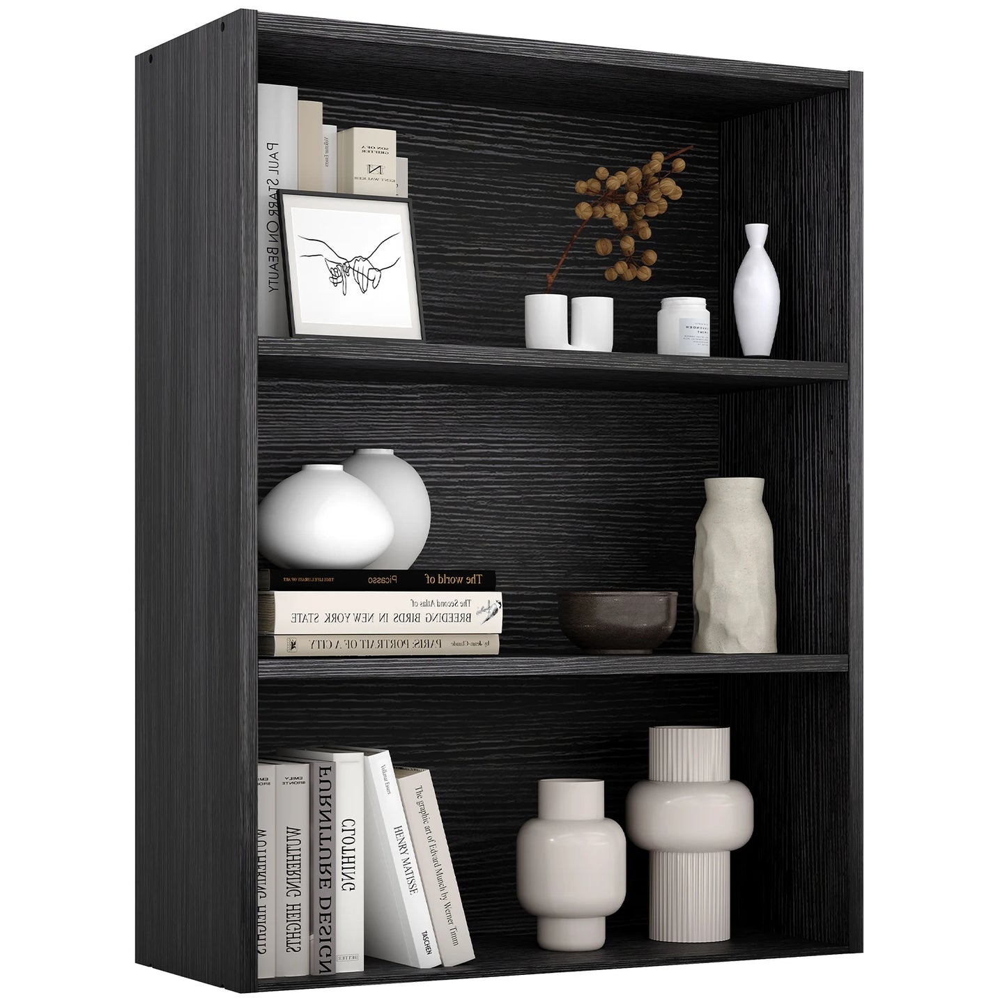 JHK Four Tier Wooden Floor Standing Open Bookshelf For Living Room Home Office by S And B Enterprise