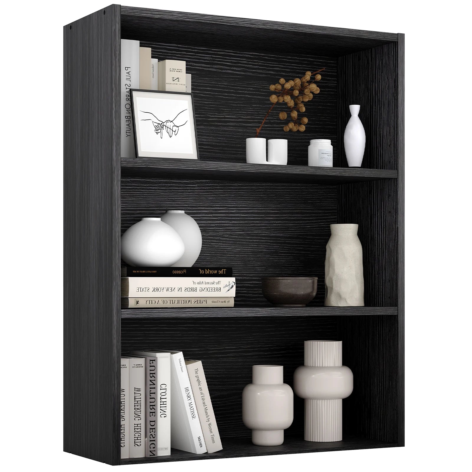 JHK Four Tier Wooden Floor Standing Open Bookshelf For Living Room Home Office by S And B Enterprise