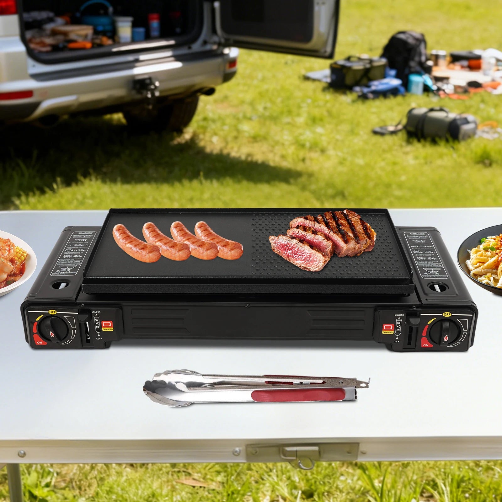 2 Burner Stove With Piezo Ignition Baking Tray Carrying Case by S And B Enterprise