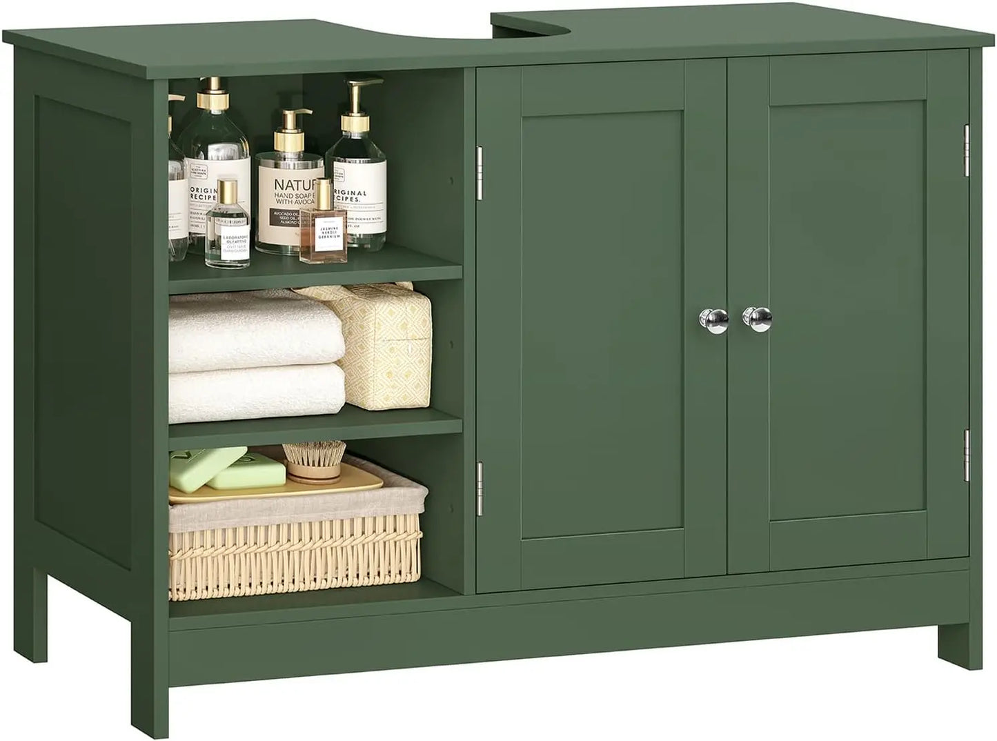 Under Sink Storage Cabinet With 2 Doors And Adjustable Shelves