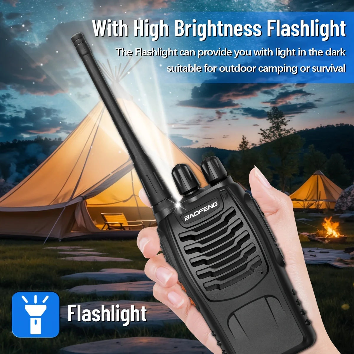 Baofeng Long Range Walkie Talkies for Adults with Earpieces, 16 Channel Rechargeable Handheld Two Way Radio Walky Talky with Flashlight VOX for Adventure Family Camping Hiking Skiing Cruise by S And B Enterprise