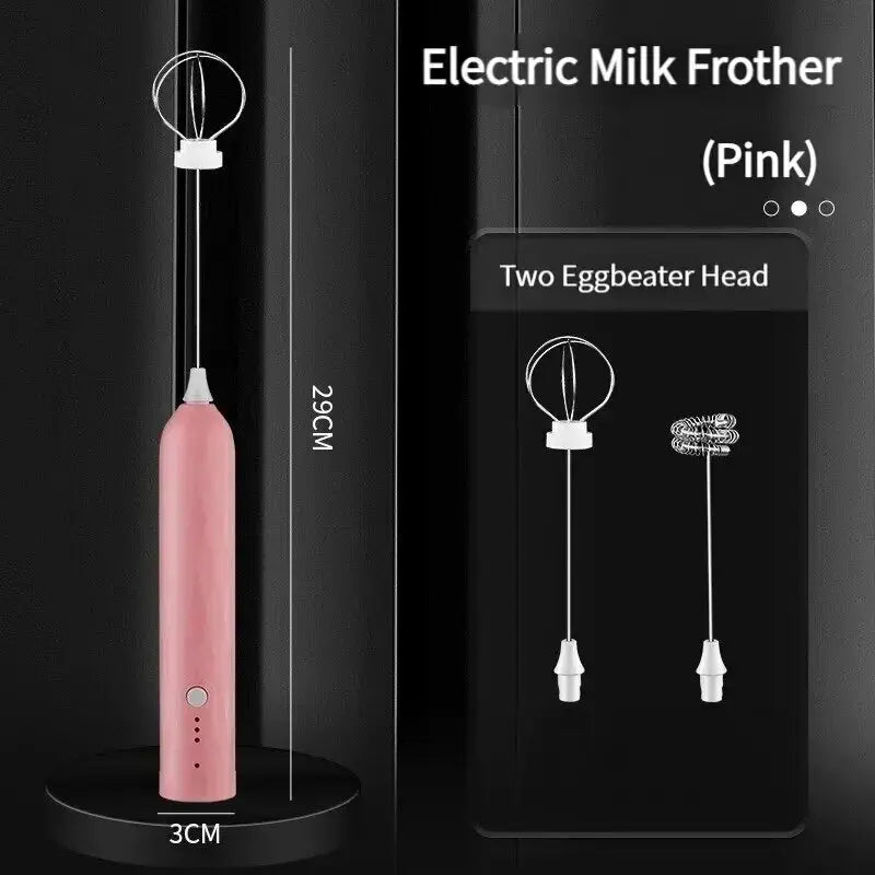 Electric Milk Frother Handheld USB Rechargeable Coffee Blender Mixer