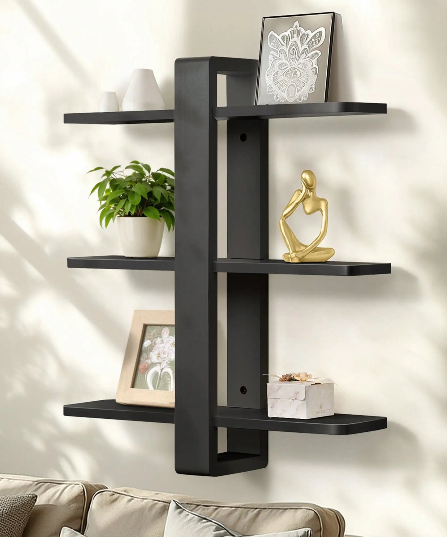 Einzigar Modern Pine Wood Wall Mounted Floating Shelves by S And B Enterprise