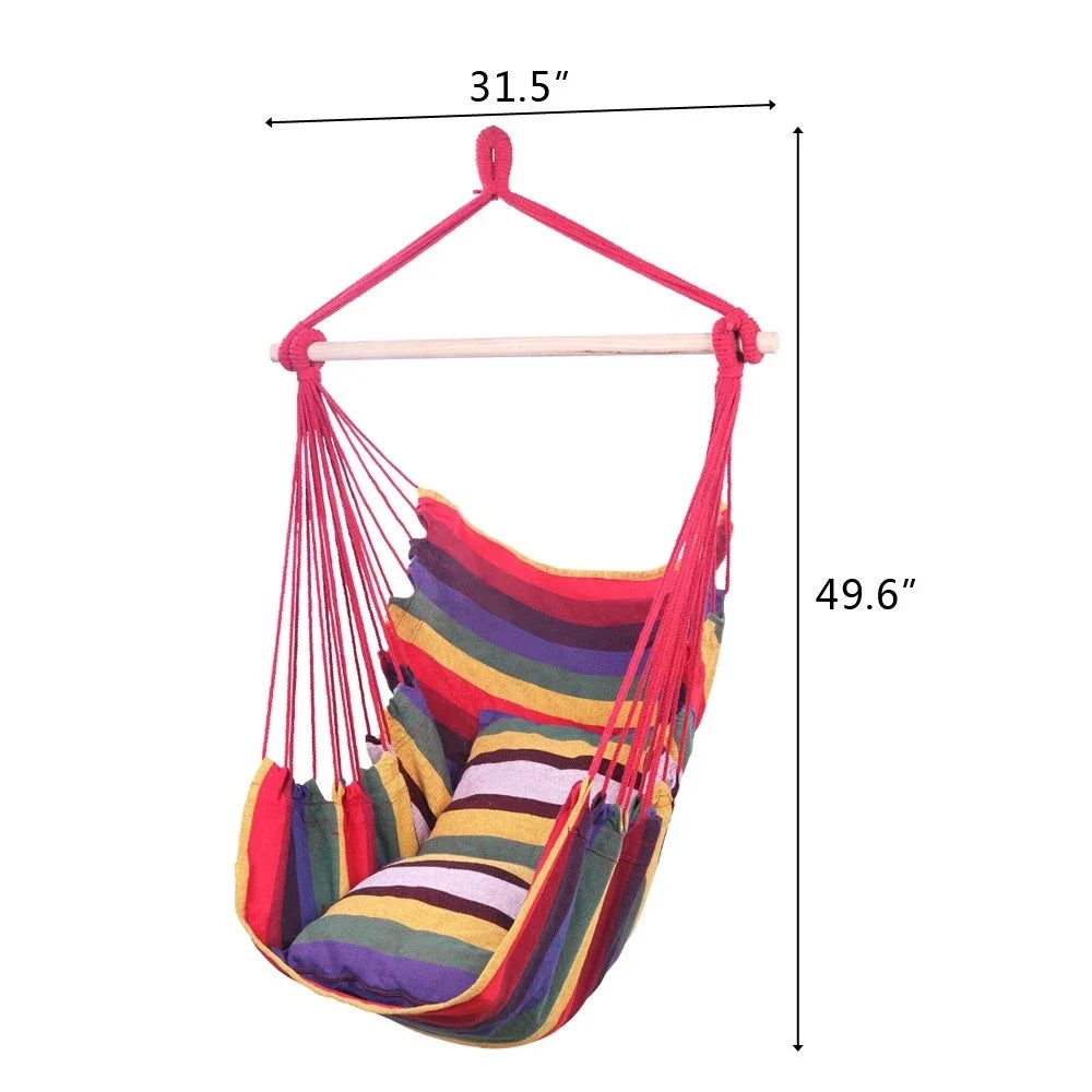 Outdoor Porch Patio Garden Chair Hanging Rope Swing Hammock Seat with 2 Pillows by S And B Enterprise