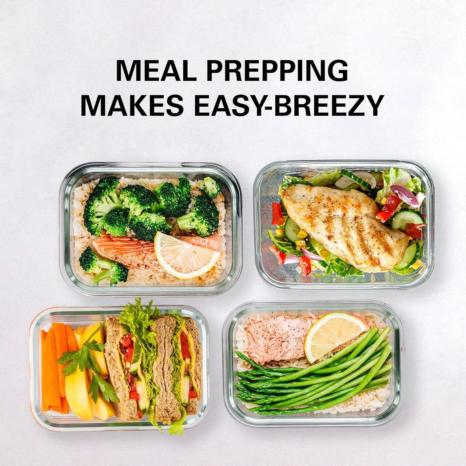 8-Pack Airtight Glass Food Storage Containers,Borosilicate Glass,Leakproof & Stackable for Microwave,Oven,Freezer and Dishwasher by S And B Enterprise
