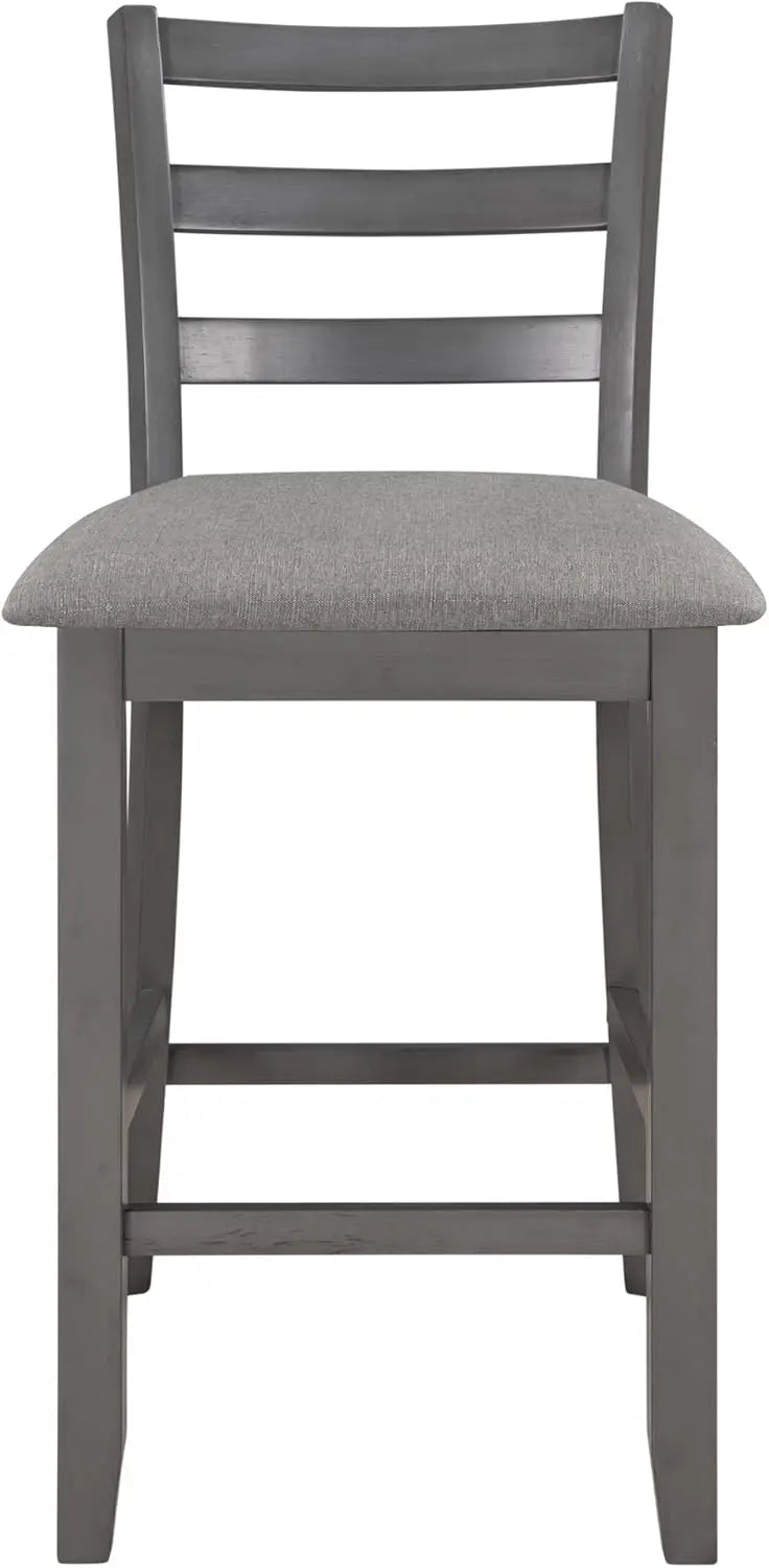 5 Piece Kitchen Dining Table Set with Padded Chairs for 4 Solid Wood Dining Room Table Set with Shelves for Storage, Gray