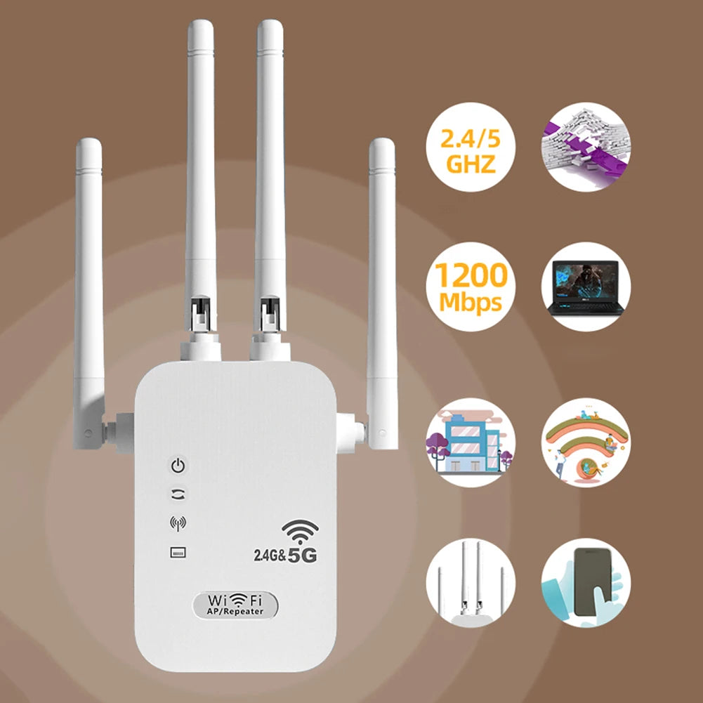 VKTECH 1200Mbps Wireless WiFi Repeater Dual Band Extender