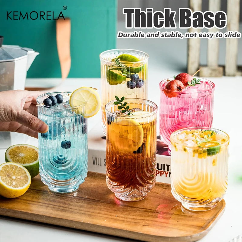 NONEDrinkware 8 Piece Art Deco Ribbed Highball Glass Set