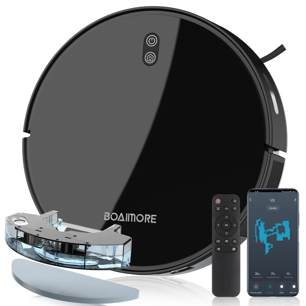 BOAIMORE Robot Vacuum Cleaner Combo Mop 6000Pa Suction App Remote Pet Hair by S And B Enterprise