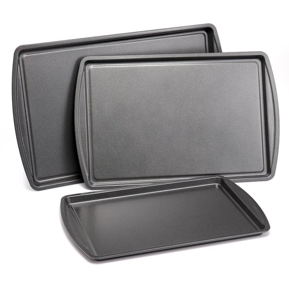 Nonstick Cookie Sheet Set Durable Steel Construction Easy Release