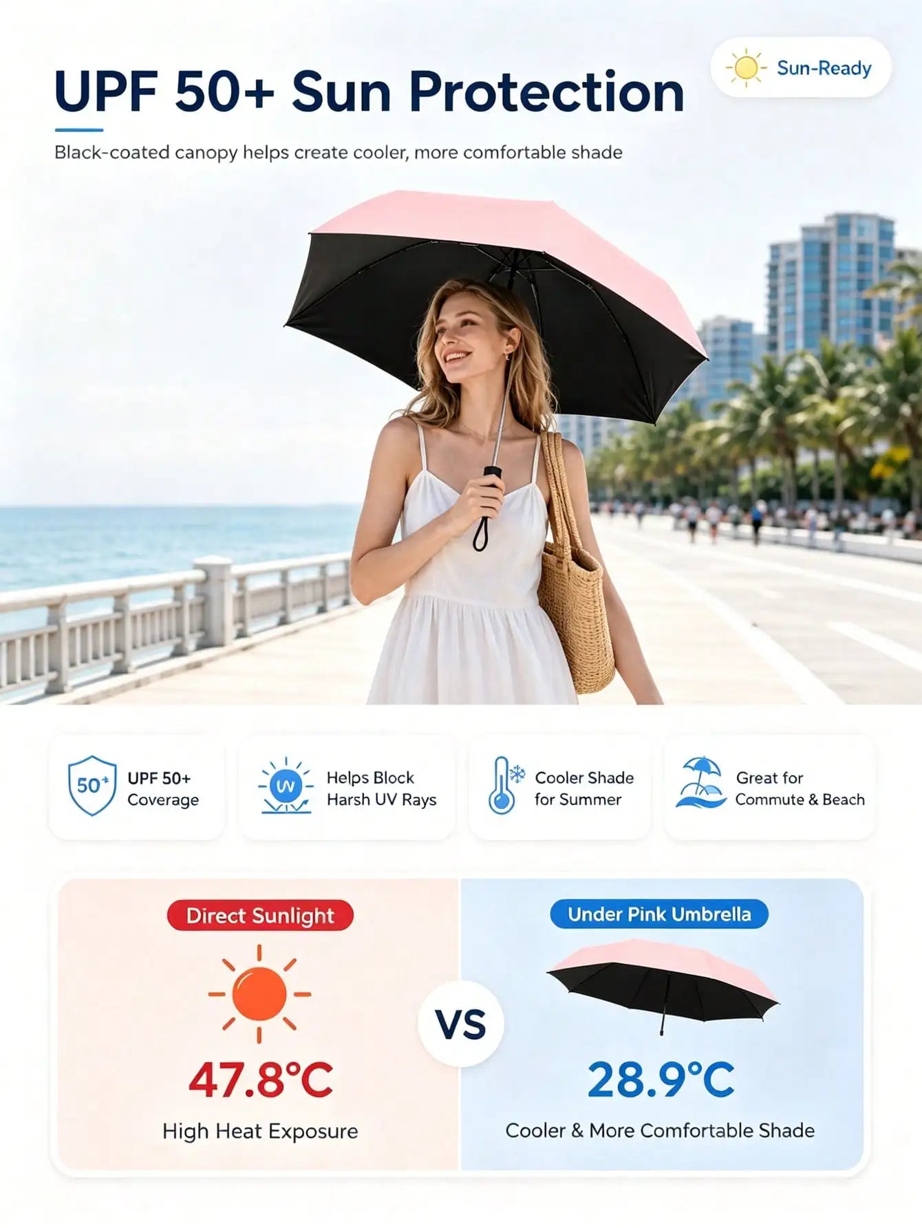 Fashionable Pencil Umbrella, UV Protection, Ultra-Lightweight Slim Mini Travel Umbrella, Women's Stylish Compact Foldable Pocket Umbrella, UPF 50+ Sun Protection, Suitable For Rainy Days, Backpack, Handbag, Commuting, Beach,