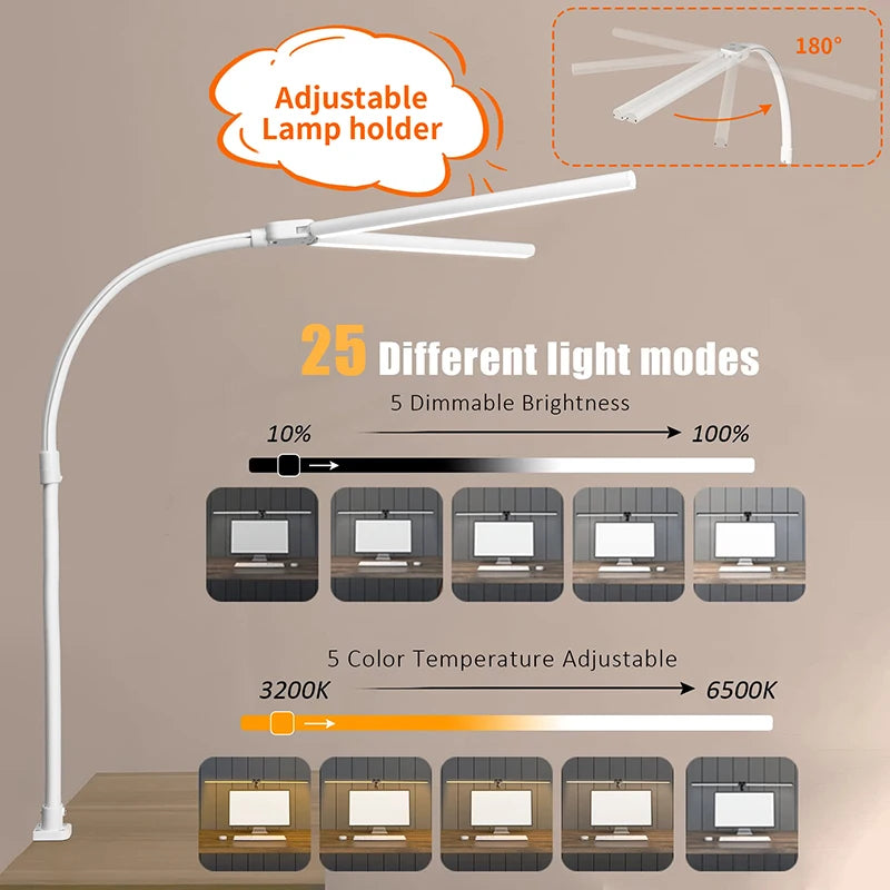 LAOPAO Double Head LED Desk Lamp With 5 Lighting Modes by S And B Enterprise