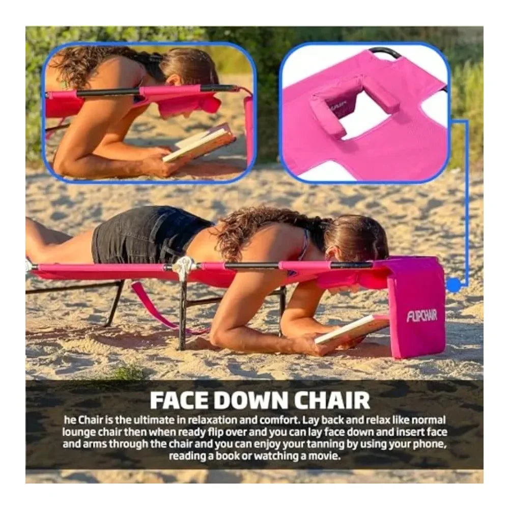 XMSJ Down Tanning Chaise Lounge Chair With Face Hole Backrest