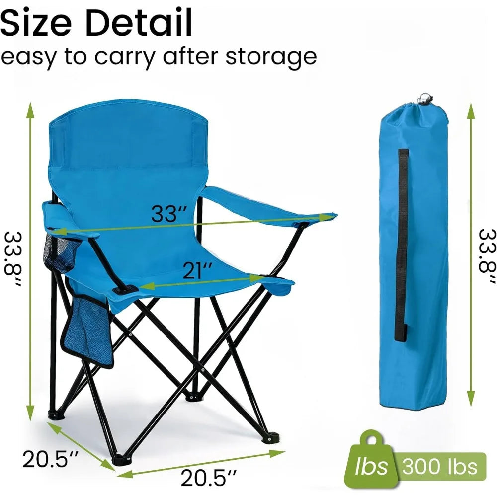 NBVCX Lightweight Folding Camp Chair With High Back Cup Holder by S And B Enterprise