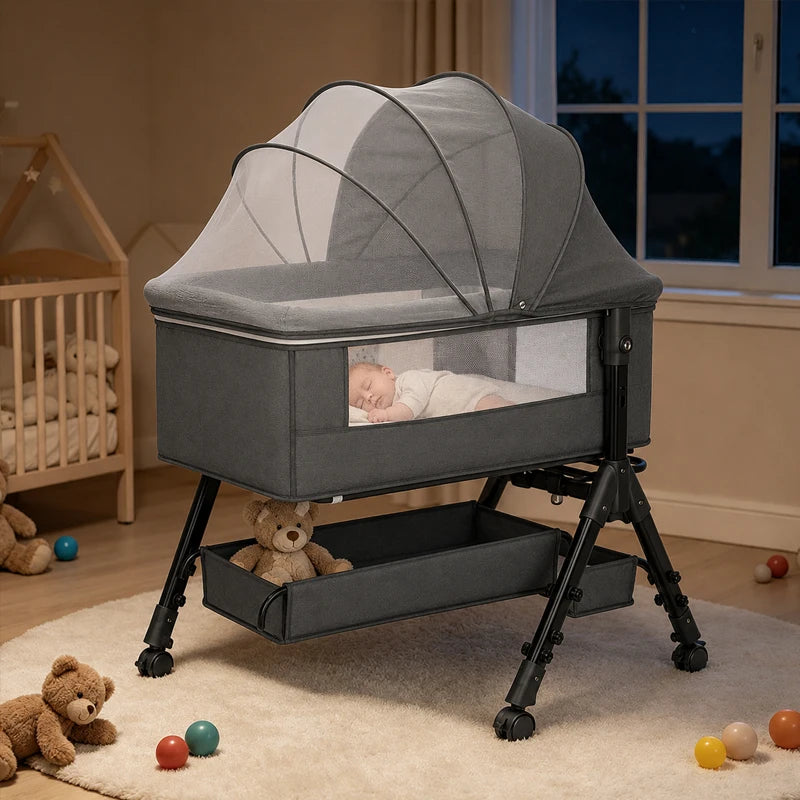 Portable Baby Bassinet Bedside Sleeper With 360 Degree Mesh Window by S And B Enterprise