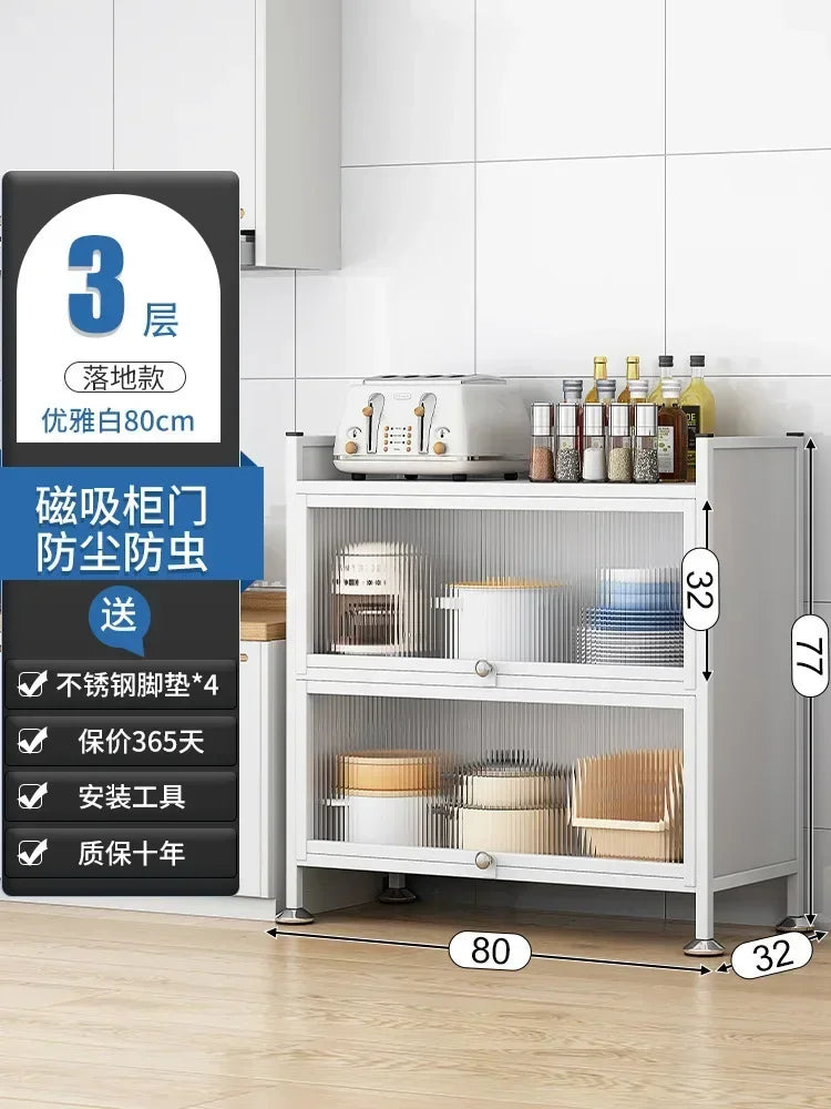 Modern Kitchen Cabinet Hutch Movable Full Door Glass Cabinet Storage Display Cupboards Multi-functional Cupboard Storage Door by S And B Enterprise