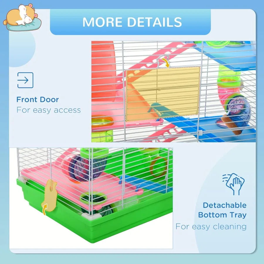 NONECN 5-Tier Hamster Cage With Tubes And Tunnels Durable