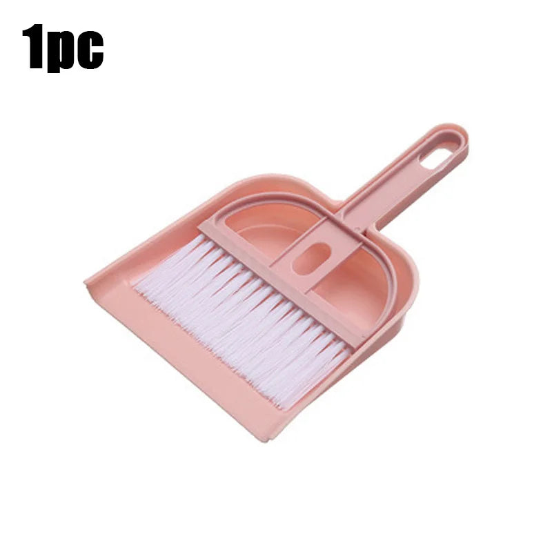 Mini desk broom and dustpan set, pink, 1pc, desktop cleaning tool.