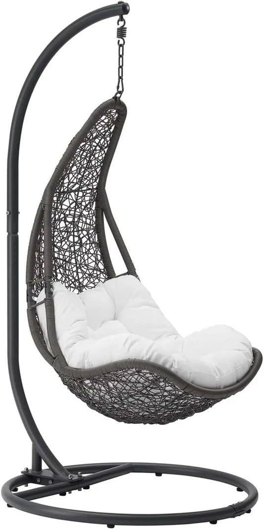 Modway Abate Outdoor Wicker Rattan Swing Chair Set with Stand