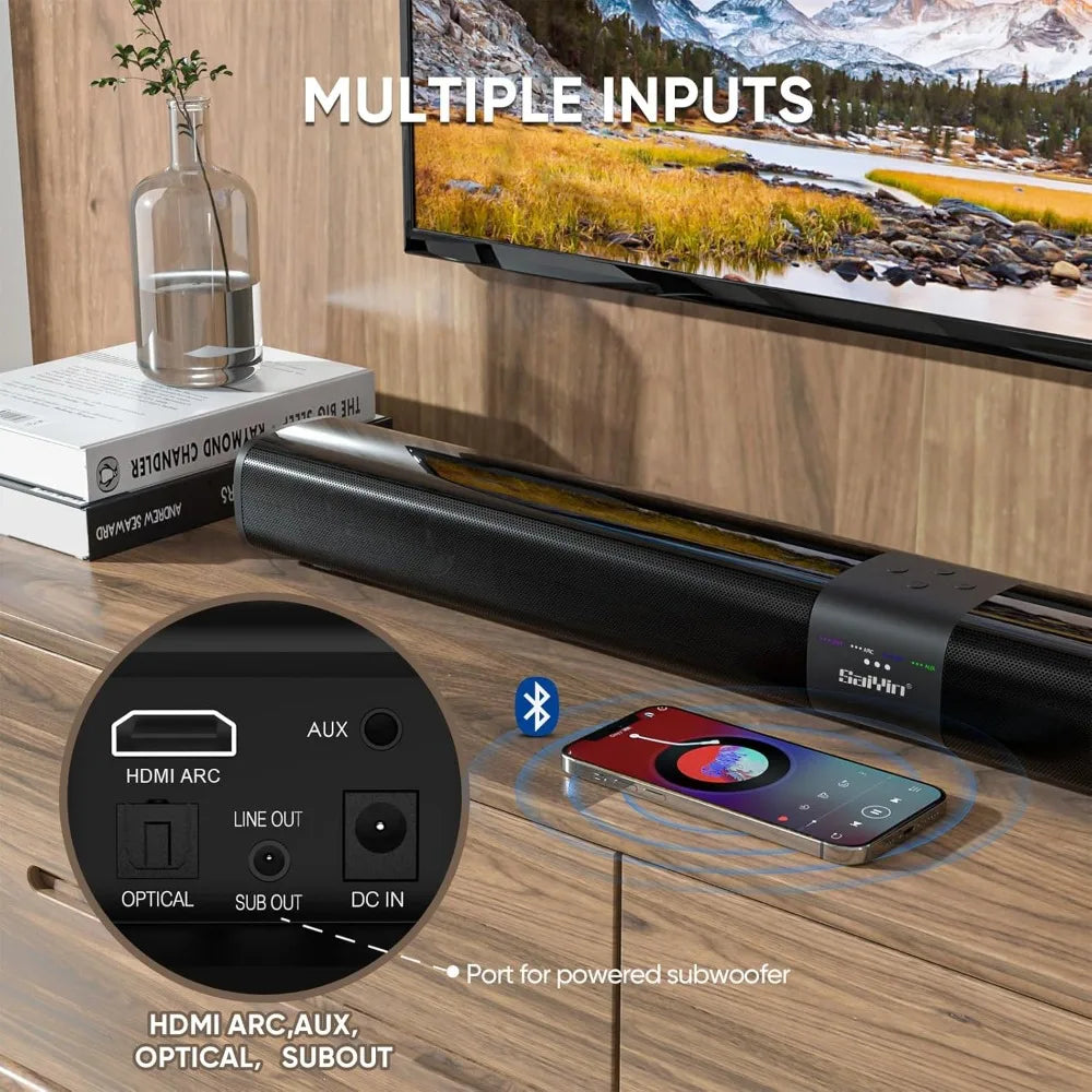 100W Sound Bar With Subwoofer Bluetooth ARC Optical TV by S And B Enterprise