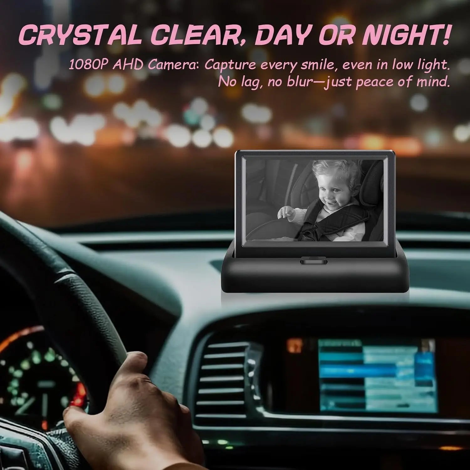 Baby car monitor by S And B Enterprise; 4.3-inch USB-powered display with rear-facing camera and night vision.