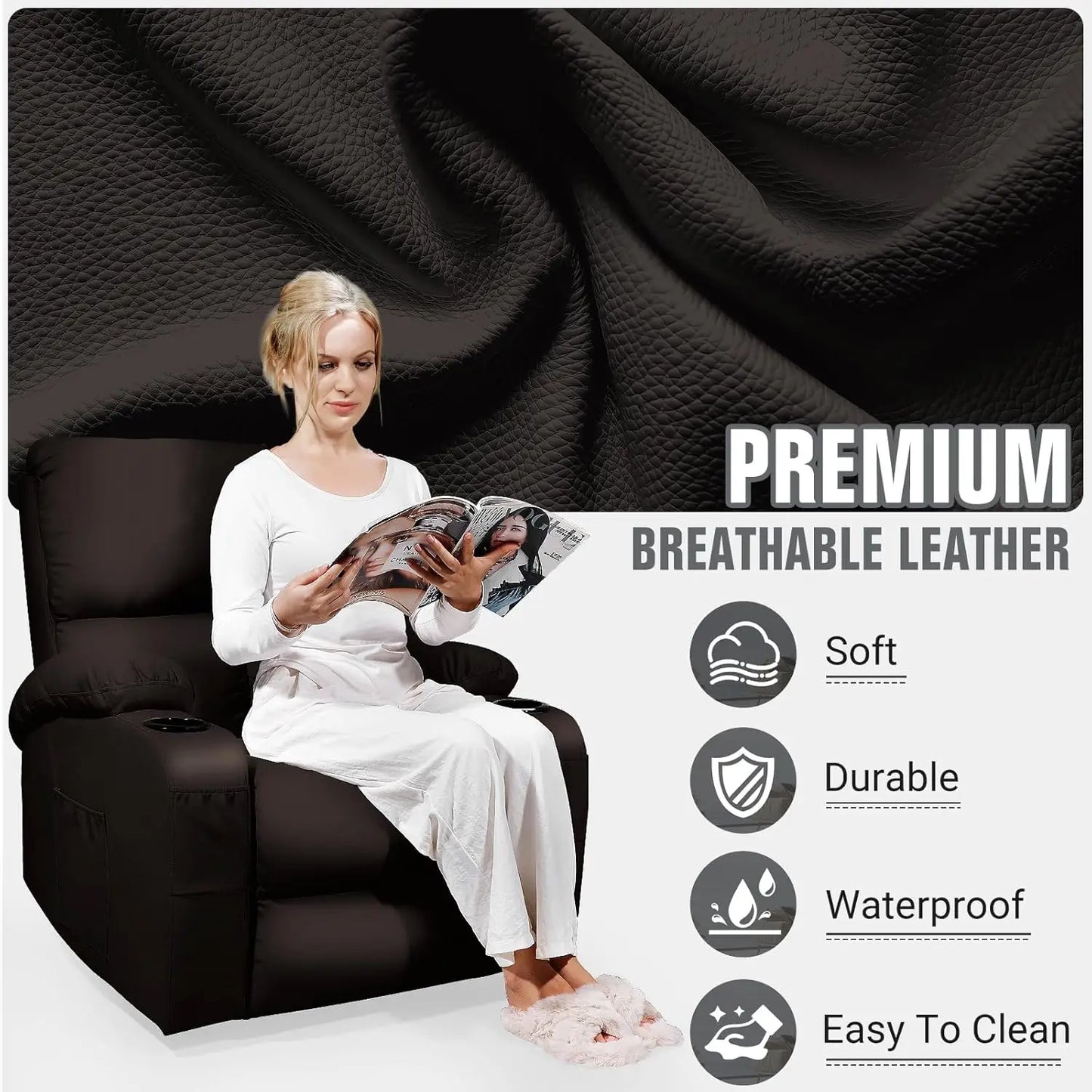 Rocking Recliner Chair With Massage And Heat 360 Swivel by S And B Enterprise