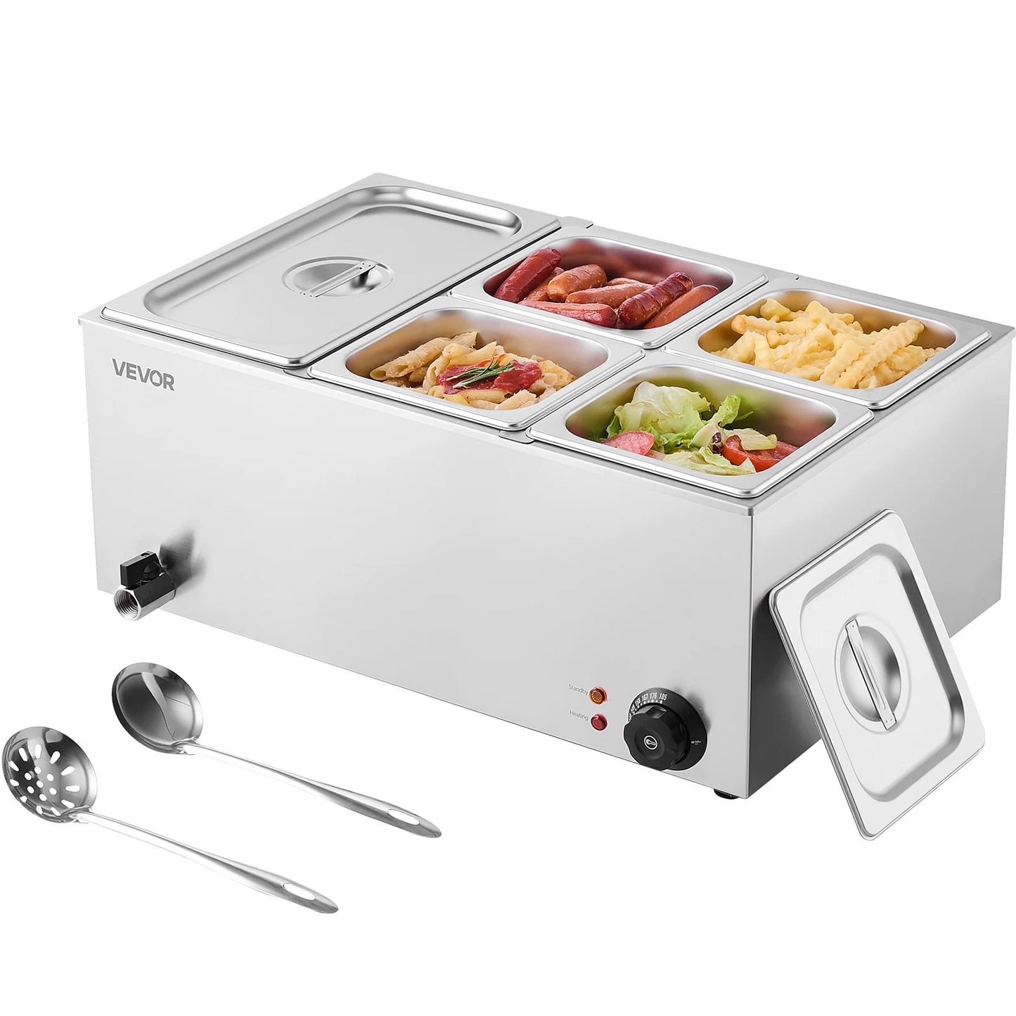 SucceBuy 5 Pan Countertop Food Warmer Electric Steam Table