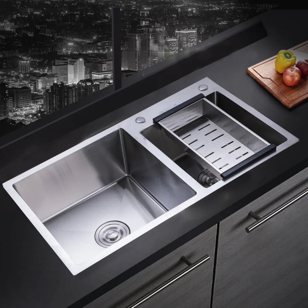 Stainless Steel Double Bowl Drop-In Kitchen Sink With Noise Reduction