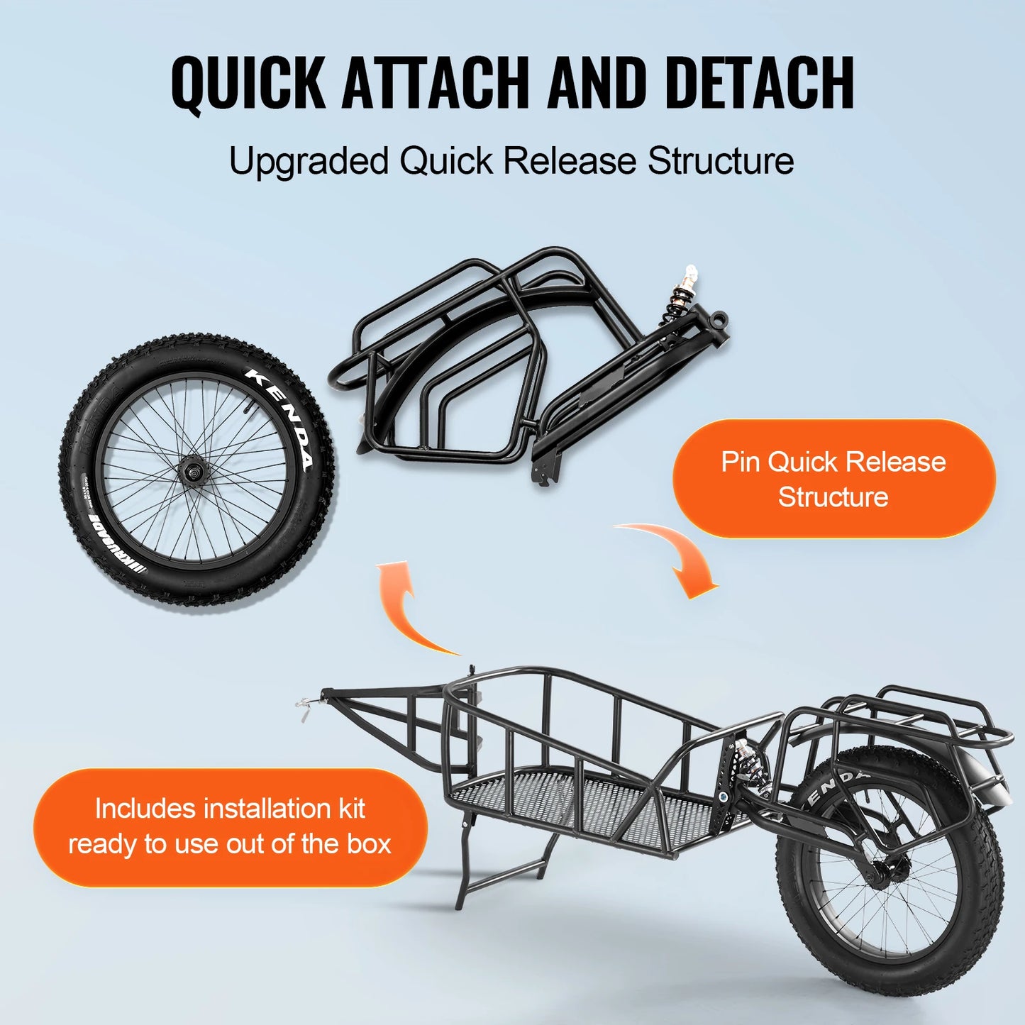 Bike Cargo Trailer With Universal Hitch Storage Cart