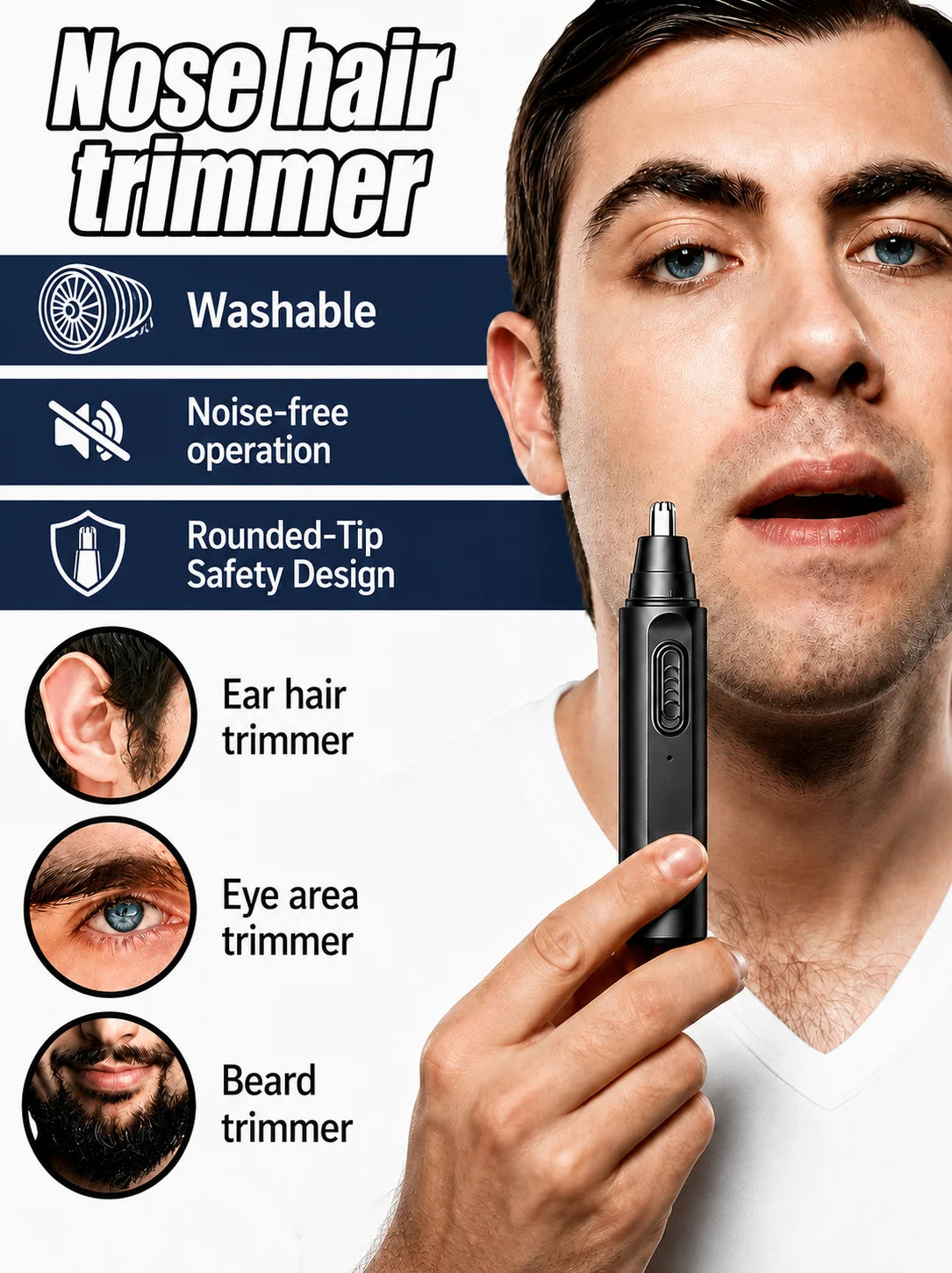 Newly Upgraded 2.0 Nose Hair Trimmer Electric Rechargeable Nose Trimmer Men Shaver Razor Women Nose Hair Cutter Ear Trimmer