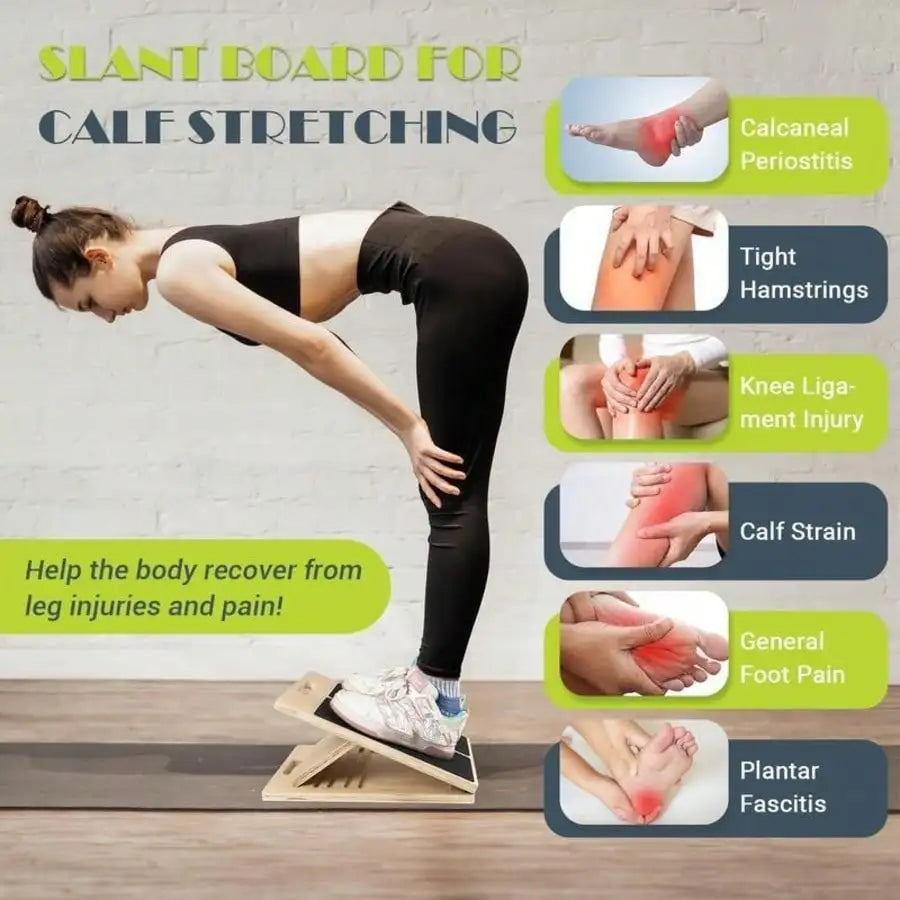 Adjustable Portable Wooden Slant Board For Calf Stretching - 300 Lbs Weight Capacity Foldable Calf Stretcher Board With 4-Level Smart Angles For Leg Exercises Squats Calf Stretching And Physical Therapy Home Fitness Equipment by S And B Enterprise
