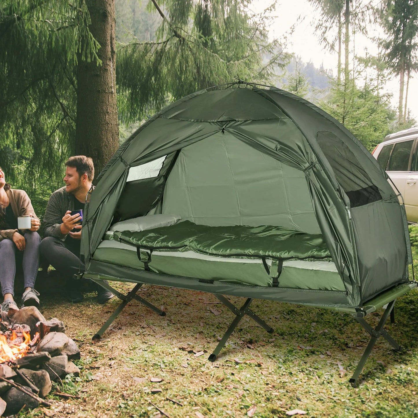 All In One Camping Tent Cot Combo With Air Mattress