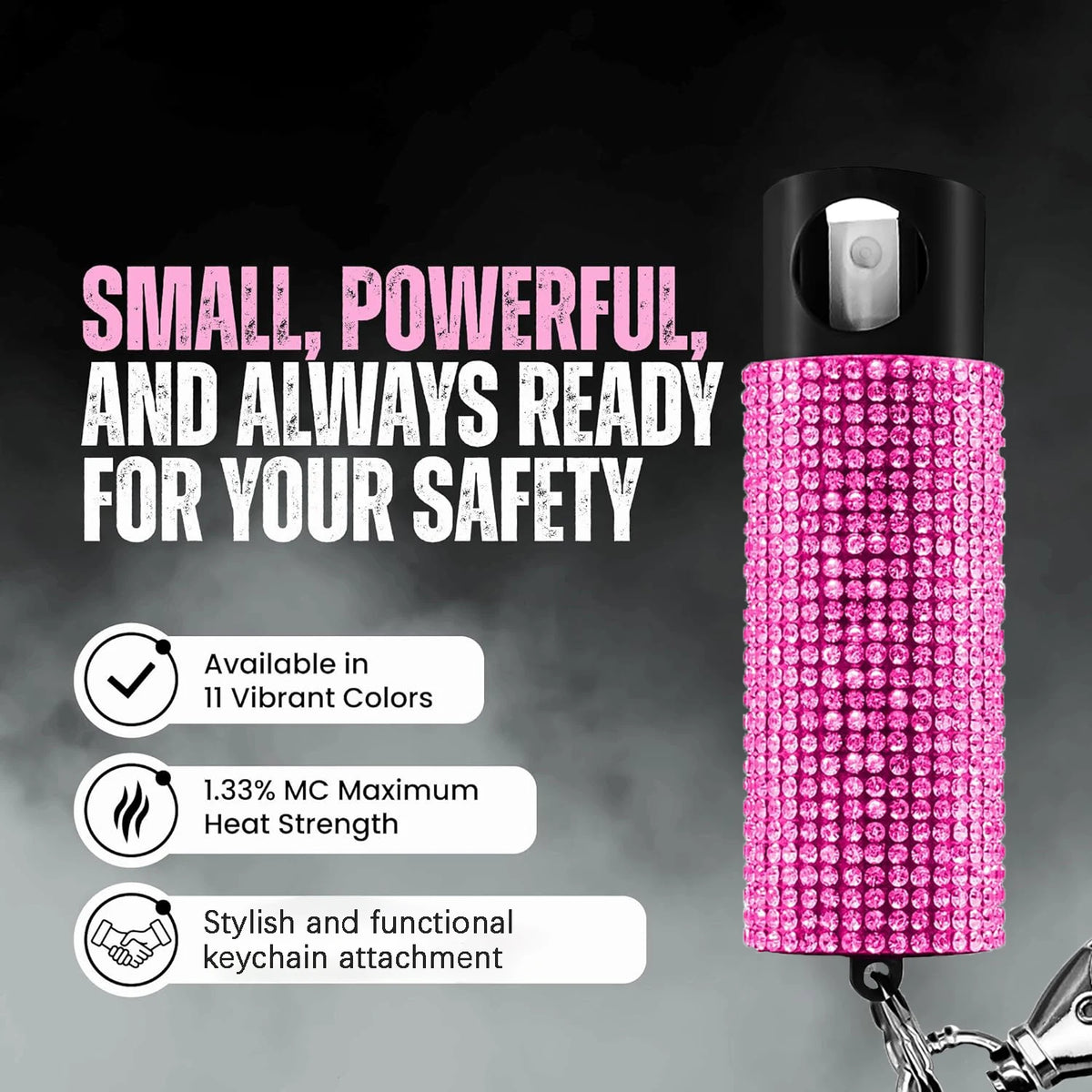 50ml bear and dog pepper oil animal repellent spray by S And B Enterprise with pink rhinestone wrap and safety lock